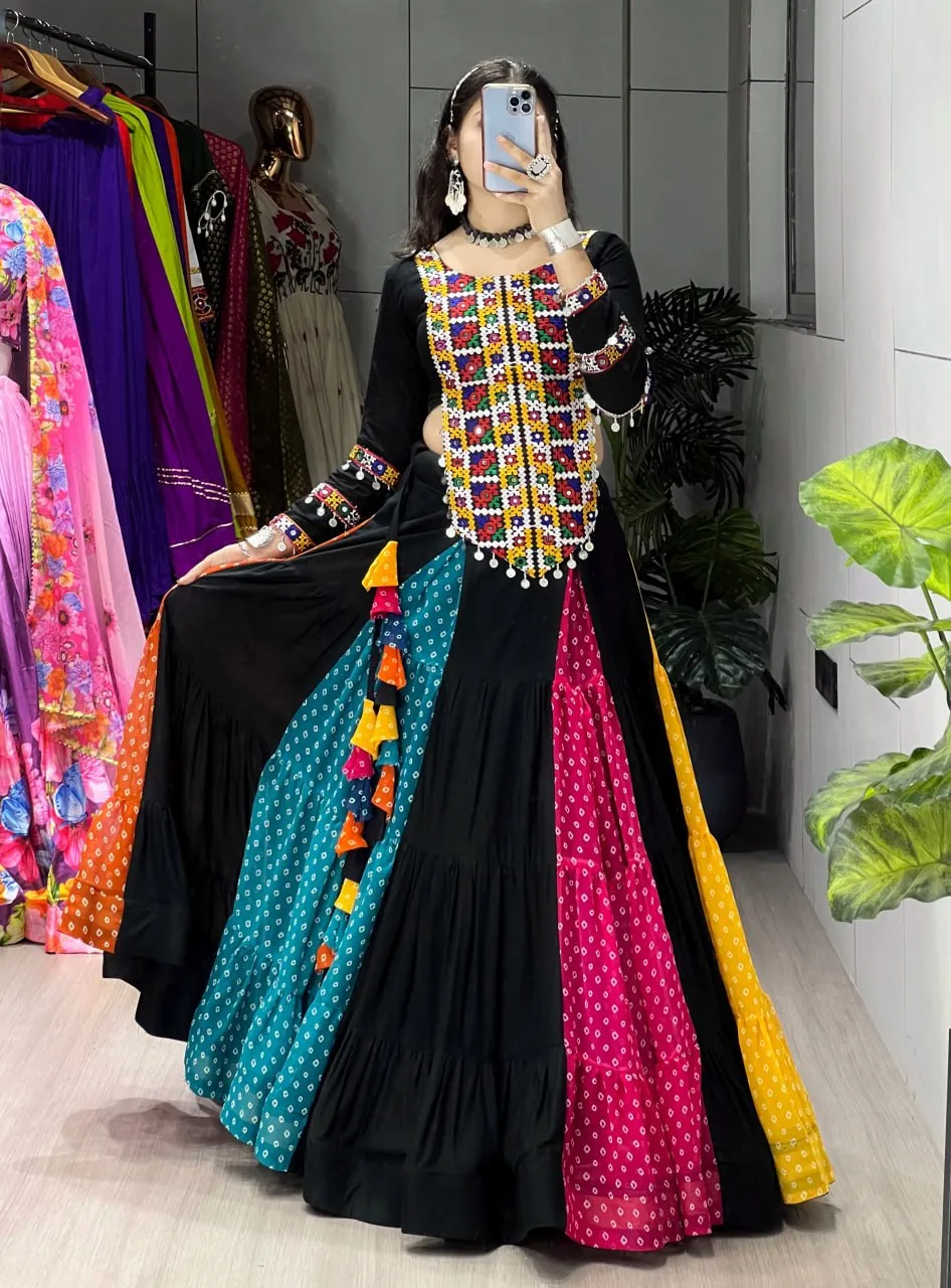 WMT 8075 Virangana Rayon Cotton Trending Navratri Skirt Top For Woven