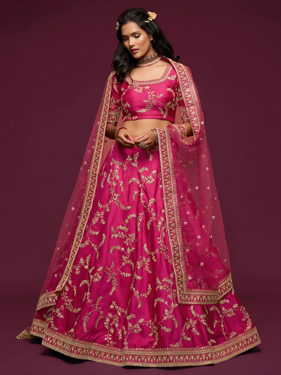 Zeel 7806 Art Silk Zari Thread Work Pink Lehenga Choli Exporter in India