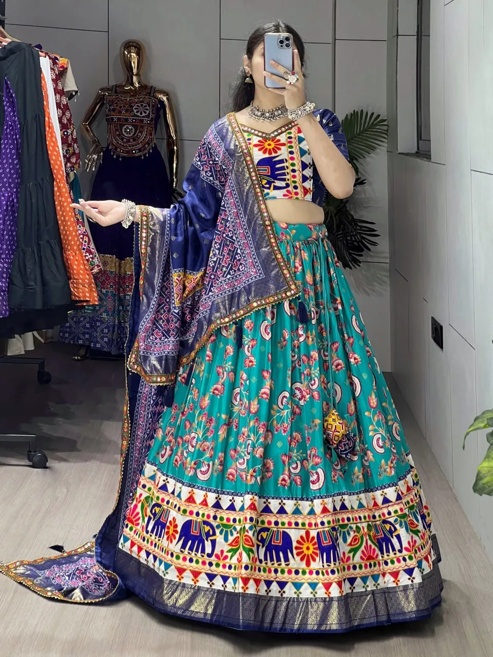 WMT 8084 Dola Silk Printed Kutchi Work Tranding Navratri Chaniya Choli