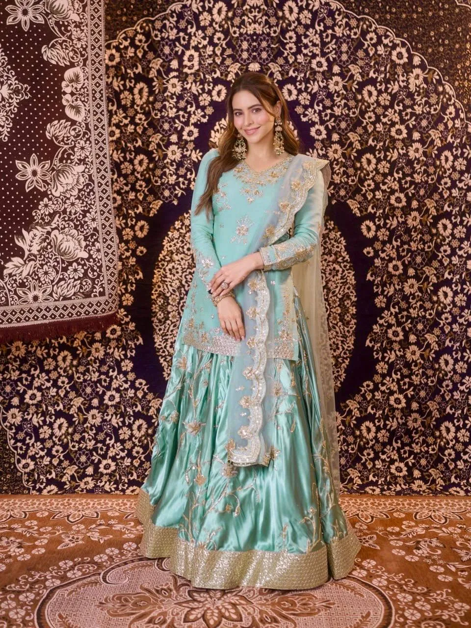 Deepika 6027 Japan Satin Thread Sequnce Work Party Wear Skirt Kurti
