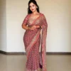WMS Roman Silk Printed Mirror Work Tranding Durgapuja Saree