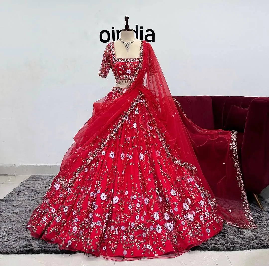 SBD 1748 Net Sequence Embroidery Work Lehenga Choli Exporter Online