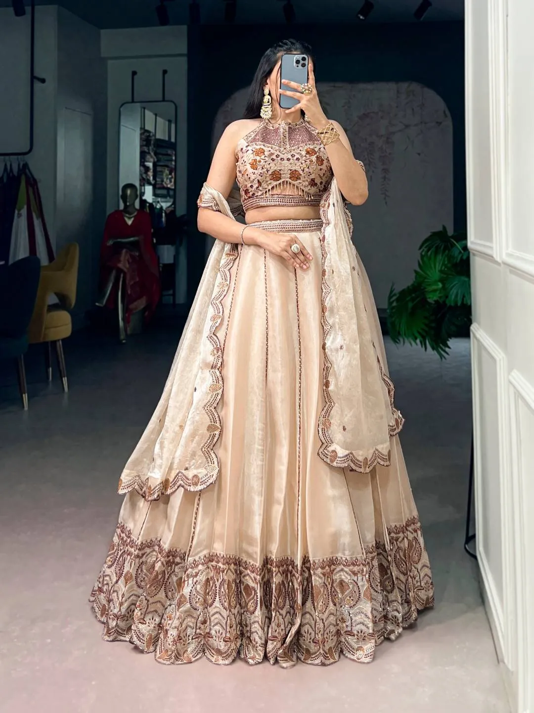 WMN 1476 Spider Crush Thread Embroidery Work Party Wear Lehenga Choli