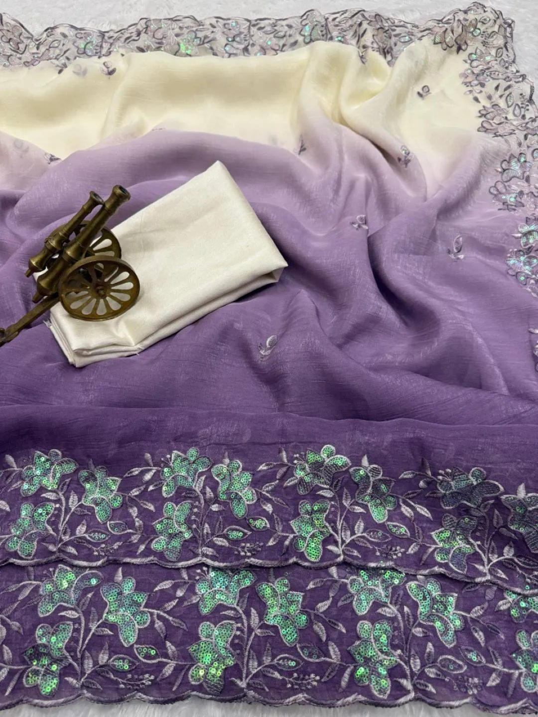Kusum 816 Nandan Crunchy Embroidery Work Party Wear Saree