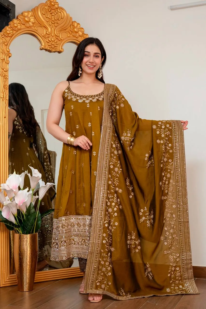 STD 6075 Vichitra Silk Embroidery Wedding Gown Collection