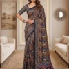 DKT 5176 Chinon Ajarakh Printed Hand Mirror Work Saree