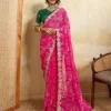 Kiara Nency Georgette Bandhej Printed Embroidery Festival Saree