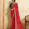 Kiara Mavita Georgette Bandhej Printed Embroidery Work Saree