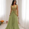 BDB 78 Chinon Silk Embroidery Sequence Work Ready To Wear Saree Wholesale Surat