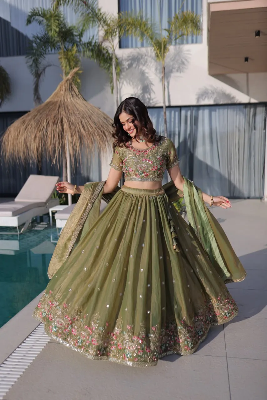 Mohini 7161 Fendi Silk Thread Embroidery Work Lehenga Choli