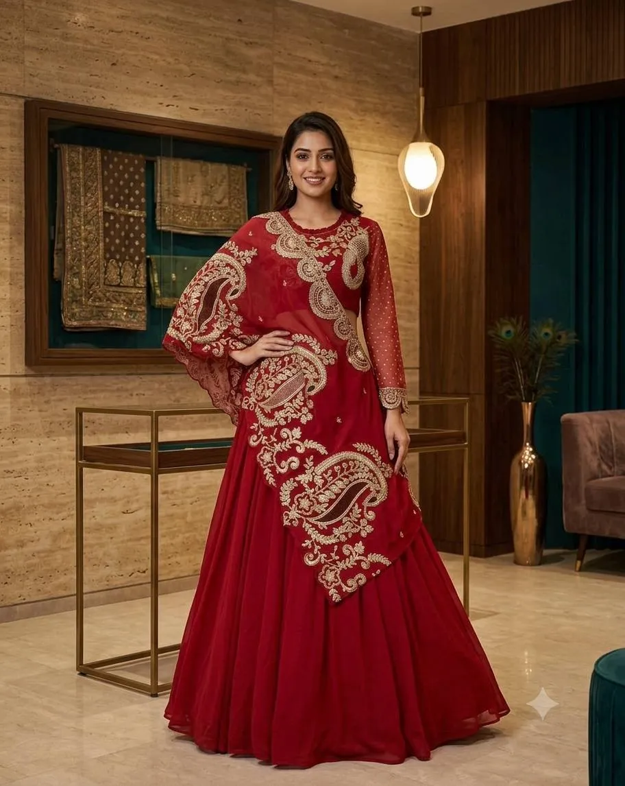 BV 400 Georgette Printed Sequence Work Ready to Wear Saree