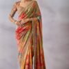 RBC Bluffy Chinon Silk Designer Kalamkari Printed Mirror Work Saree