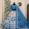 C585 171 Muslin Cotton Printed Blue Lehenga Choli Wholesale Surat