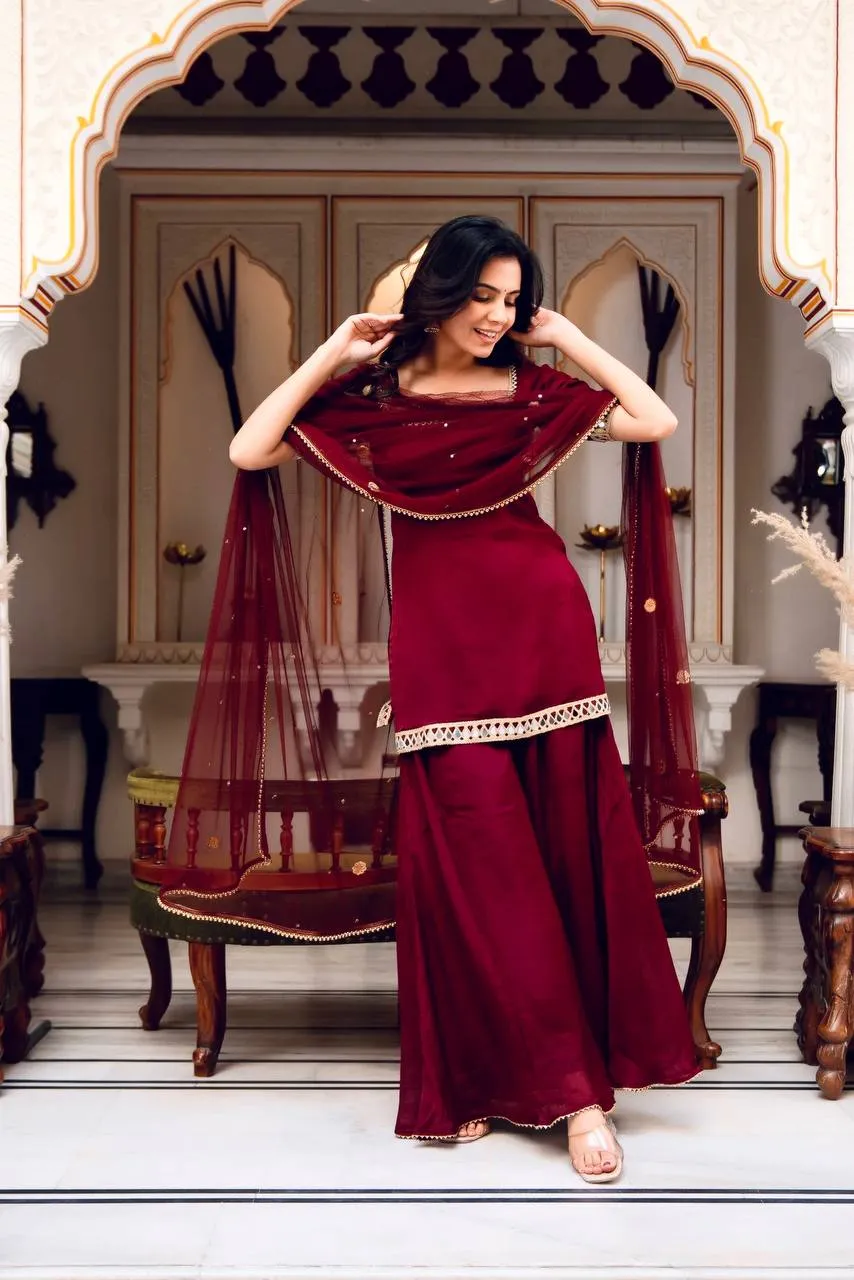 Sabina 5250 Georgette Mirror Work Party Wear Sharara Suit Manufacturers in India