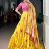 WMN 1023 Georgette Printed Festival Yellow Lehenga Choli
