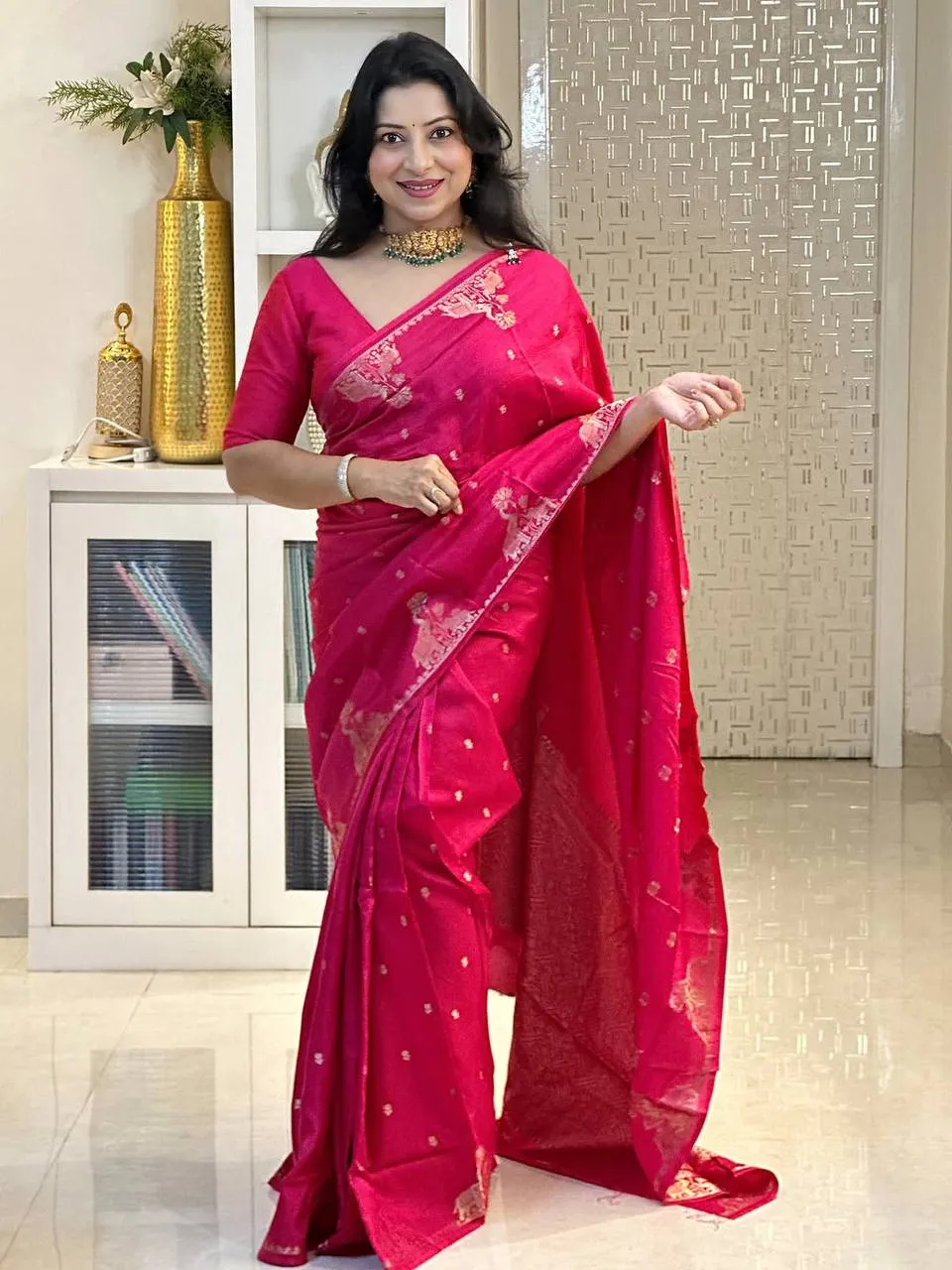 Rani 6085 Banarasi Silk Festival Zari Weaving Work Saree