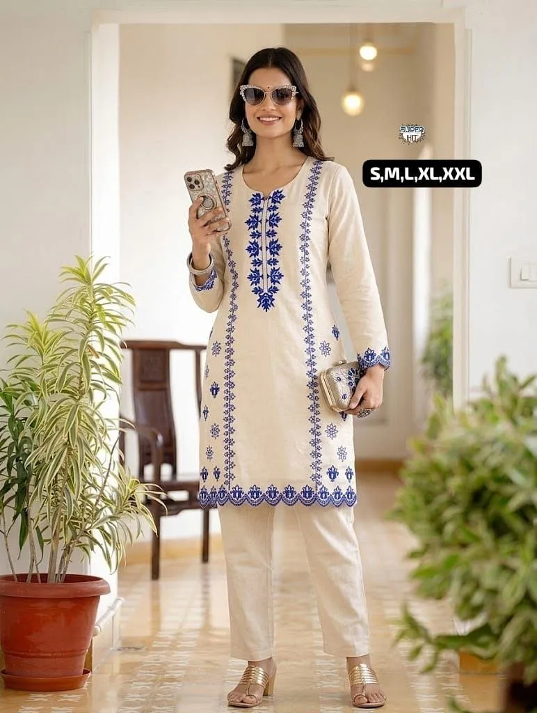 Laxmy 2155 Chanderi Silk Embroidery Work Kurti Pant Collection