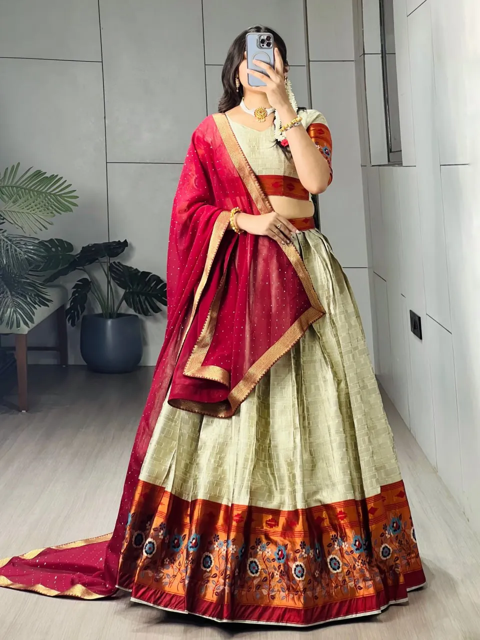WMT 8151 Silk Zari Weaving Work Navratri Chaniya Choli