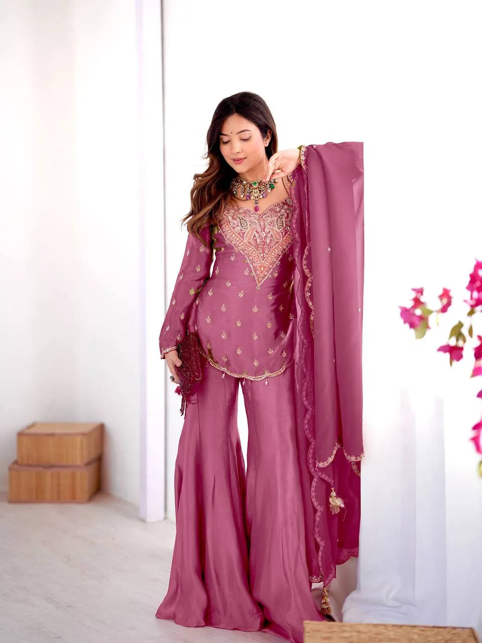 Sabina 852 Simar Silk Embroidery Trending Party Wear Designer Top Gharara
