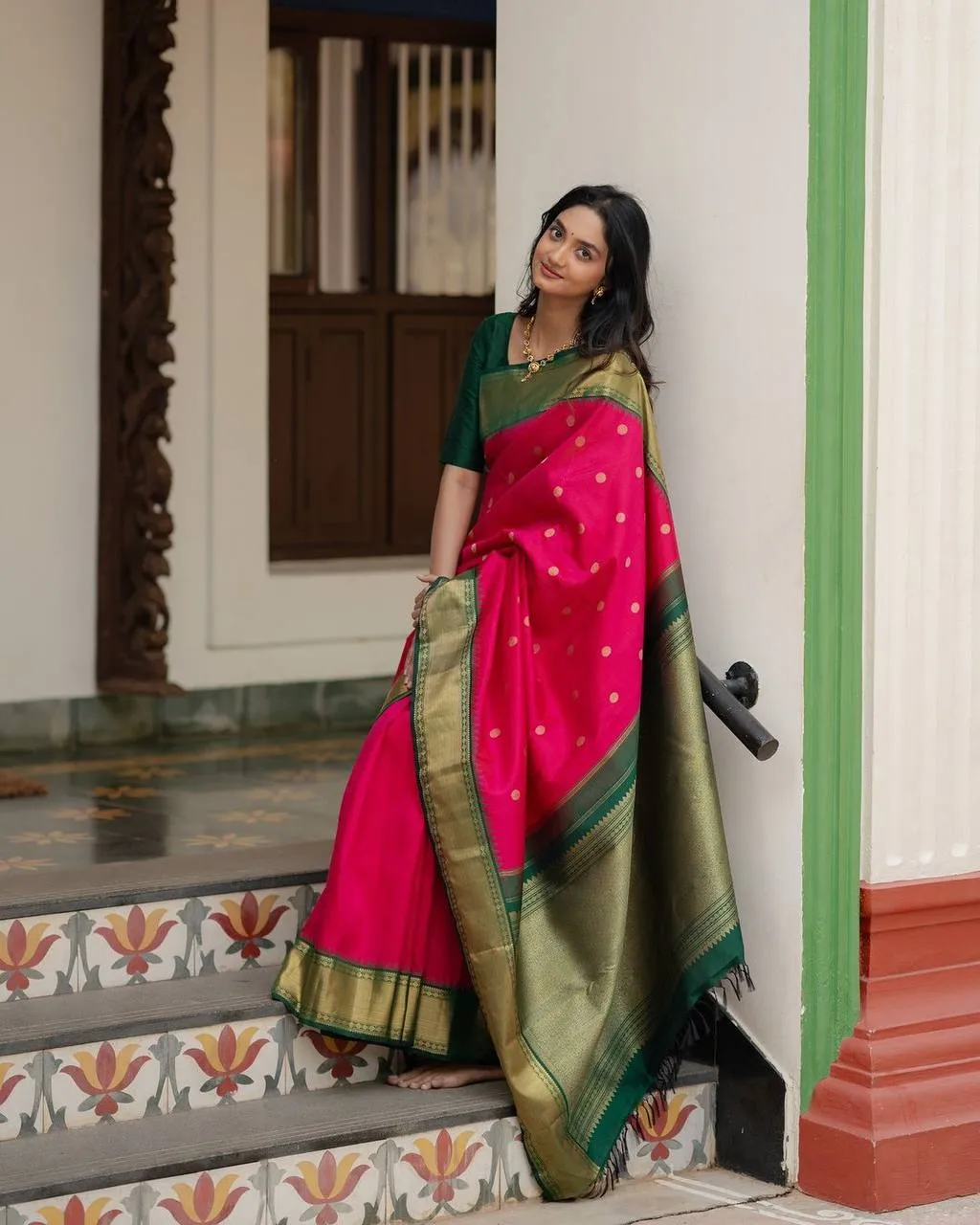 Rani 278 Soft Lichi Silk South Style Saree Exporter Online