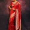 Rani 268 Lichi Silk Cloth Jacquard Red Wedding Saree