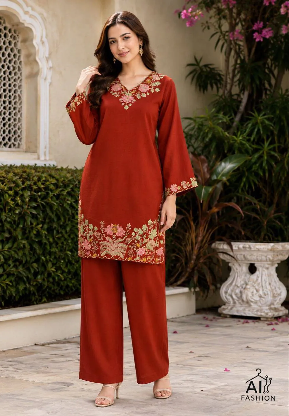 Buy SS2016 Kitty Rayon Embroidery Work Office Wear Kurti Pant Set 2026