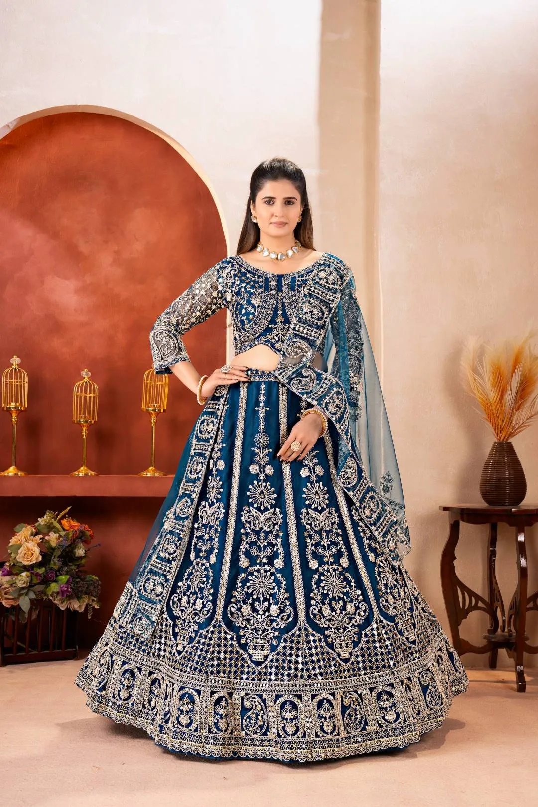 DKT 5161 Net Embroidery Work Wedding Designer Lehenga Choli