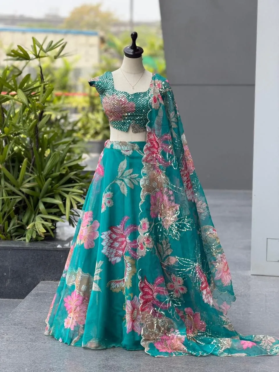 SWT 1201 Organza Embroidery Sequence Work Lehenha Choli Wholesale Market in Surat