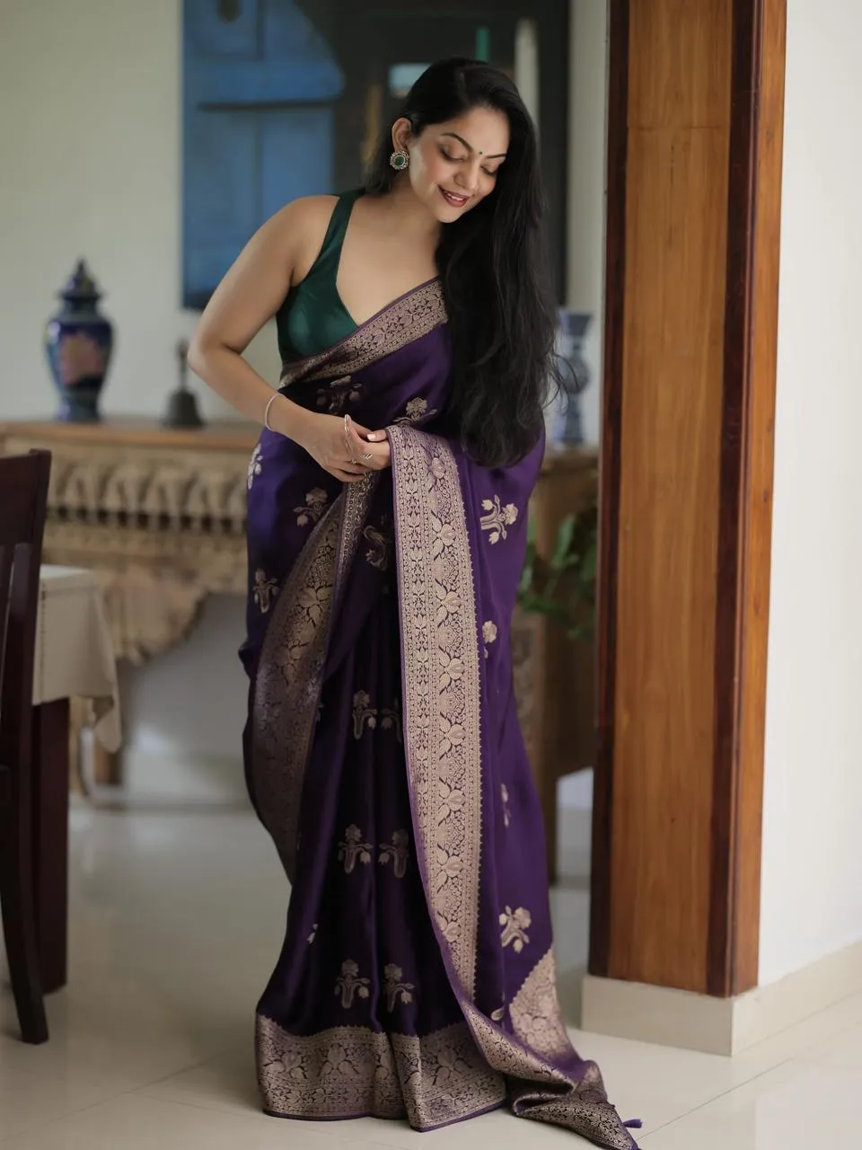 5338 Banarasi Silk Zari Work Party Wear Saree Wholesale Online