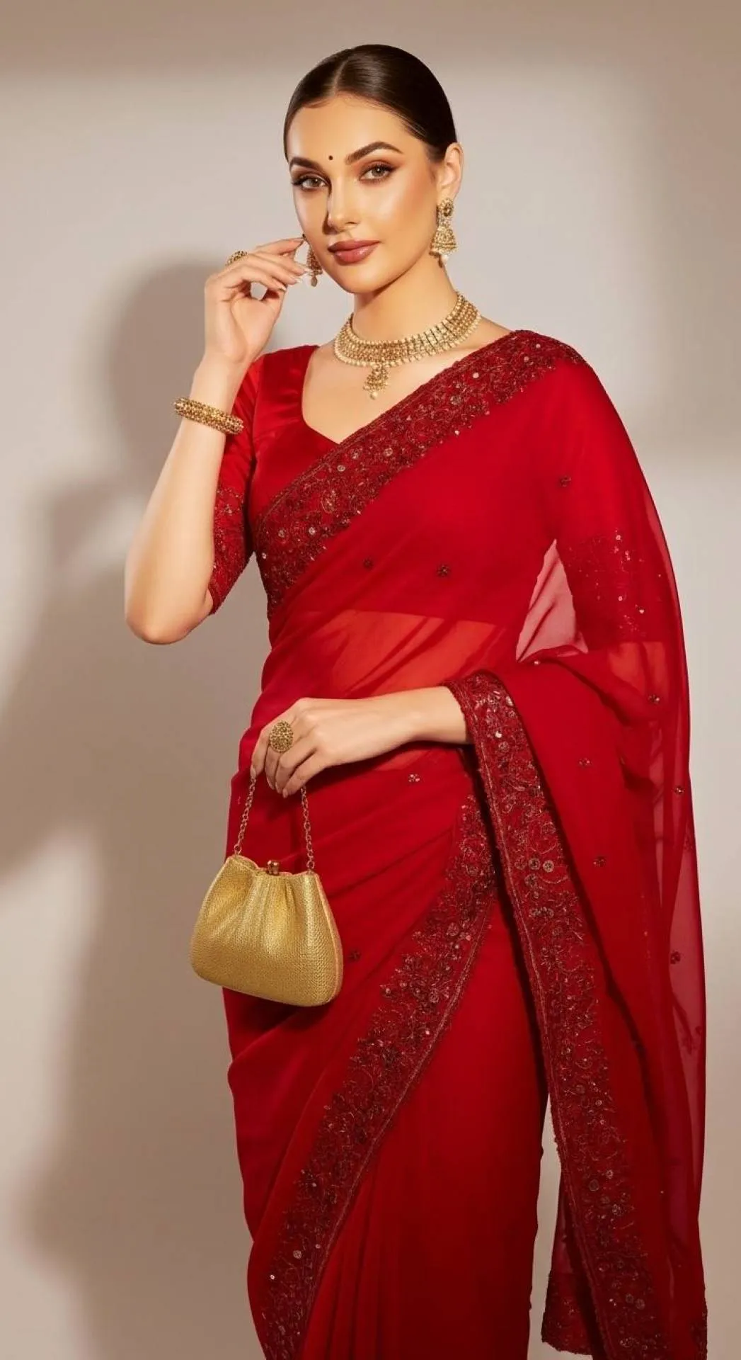 RBC 6065 Satin Silk Designer Embroidery Work Party Wear Saree