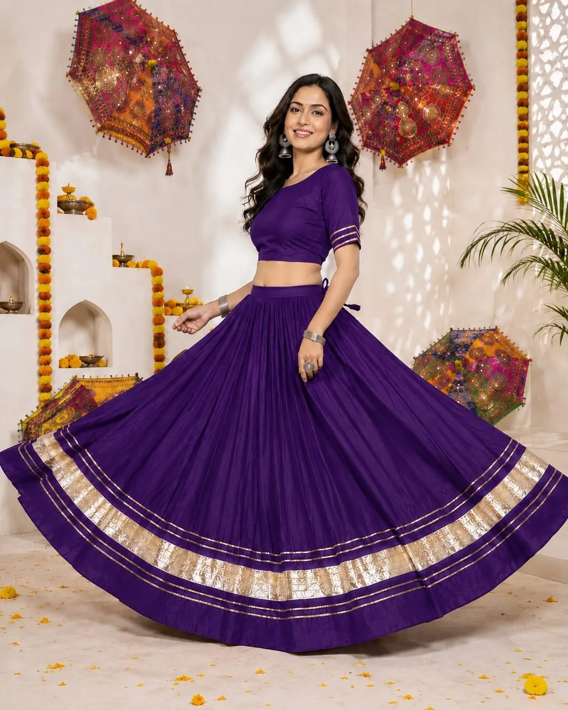 ATQ Reyon Cotton Gota Patti Work Chaniya Choli Navratri Collection