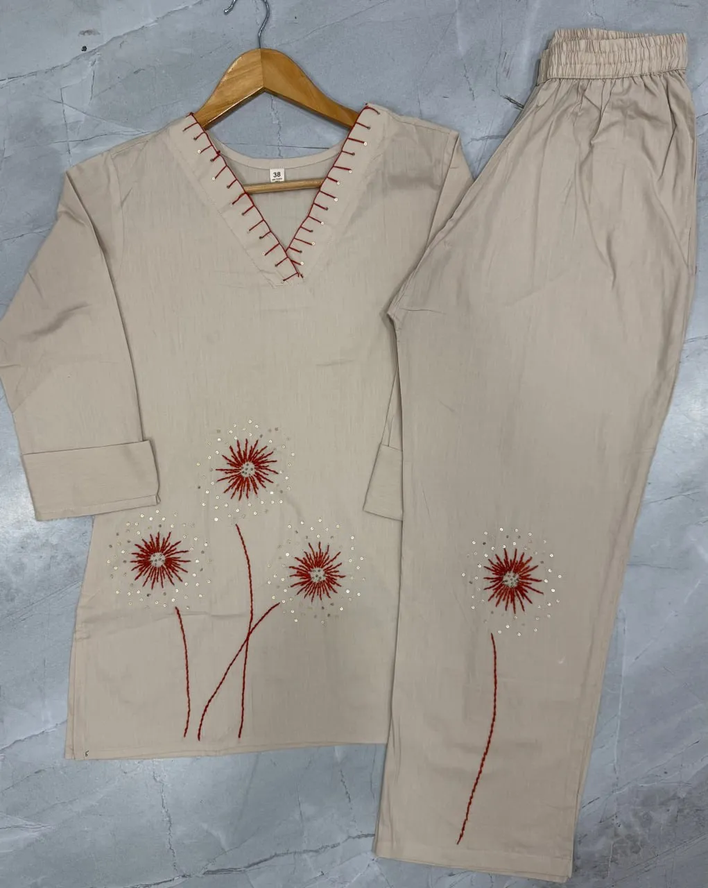 Lila 160 Cotton Kantha Work Daily Wear Co Ord Set