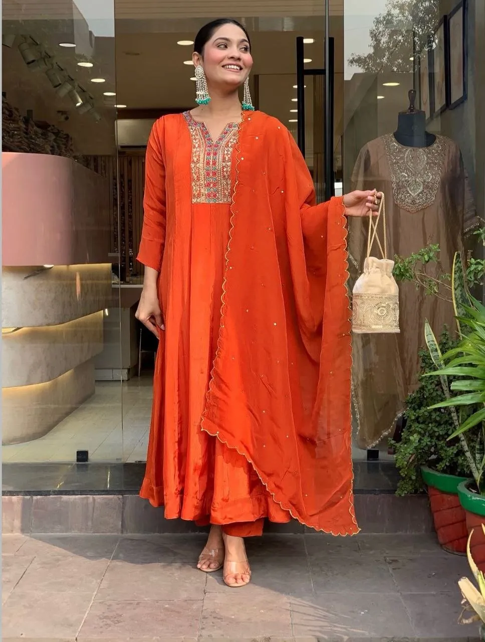 Beauty J 1024 Vichitra Silk Embroidery Gown Pant With Dupatta