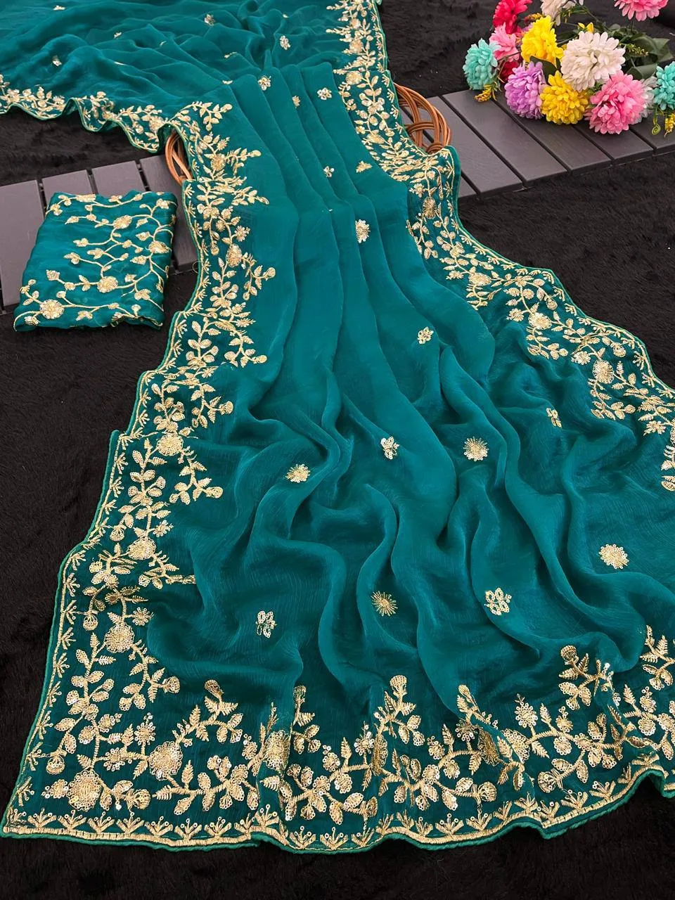 Kusum 827 Apexa Fandy Chiffon Zari Thread Work Festival Saree