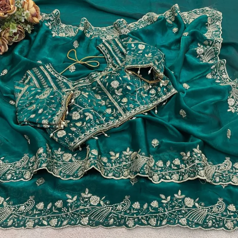 Latest Kusum 866 Fanton Fandy Satin Silk Sequence Embroidery Work Wedding Saree 2026