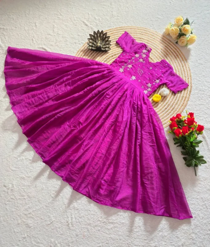 Buy ZT 203 Premium Kota Chex Silk Hand Work Frock Collection 2026