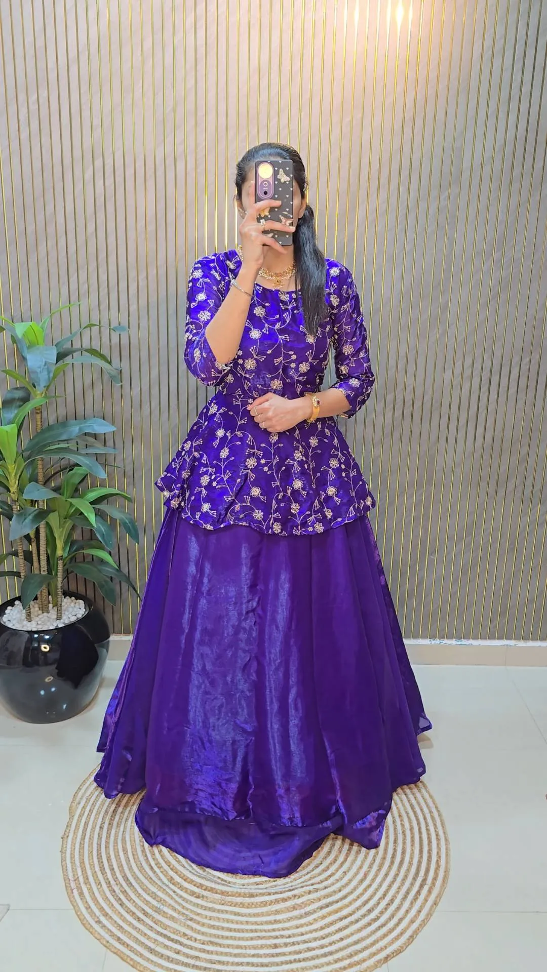 ZT 207 Indira Space Silk Sequence Work Wedding Top Skirt Dupatta