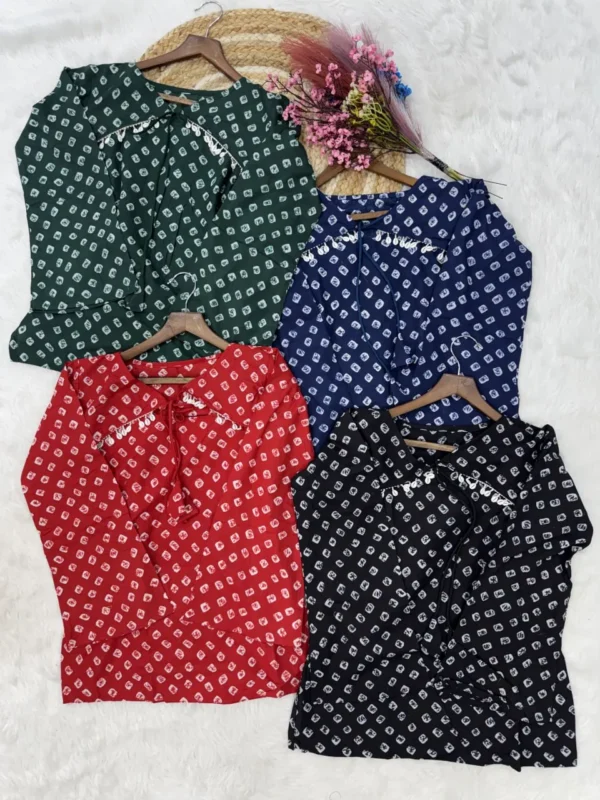 Beautiful Mohini 9342 Cotton Bandhej Printed Trending Short Kurti 2026