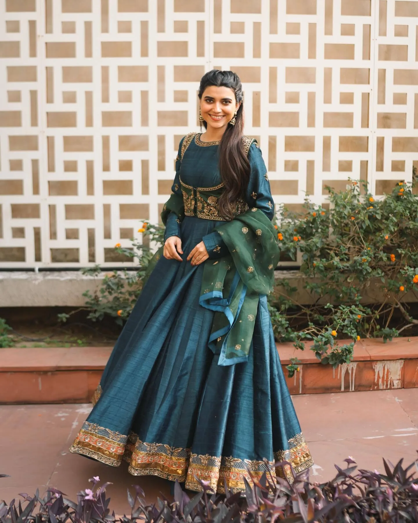 C585 1479 Vichitra Silk Zari Work Party Wear Anarkali Gown Exporter Online