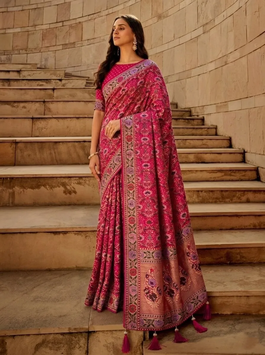 Kiara Kasturi Bandhej Khadi Georgette Wedding Saree Collection