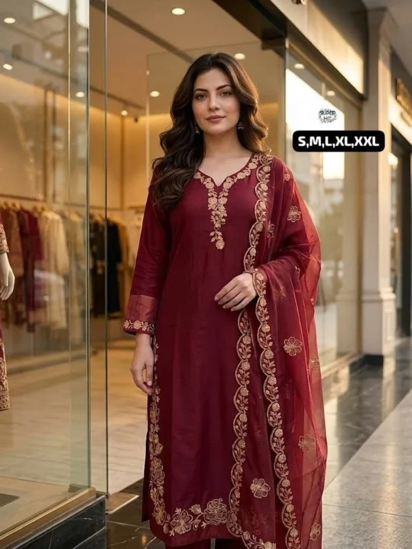 Launching Laxmy 2160 Roman Silk Embroidery Work Party Wear Readymade Dress 2026