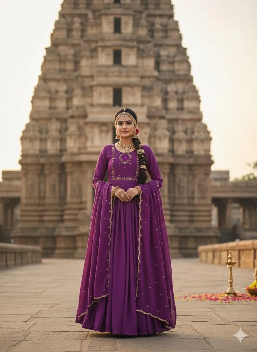 ZT 211 Vichitra Silk Hand Work Festival Gown Collection