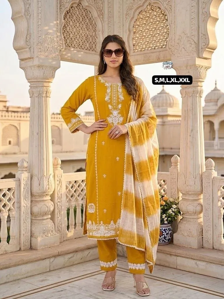 Laxmy 2154 Roman Silk Yellow Readymade Dress Wholesale Online