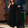 SWT 270 Georgette Black Embroidery Work Anarkali Gown Collection