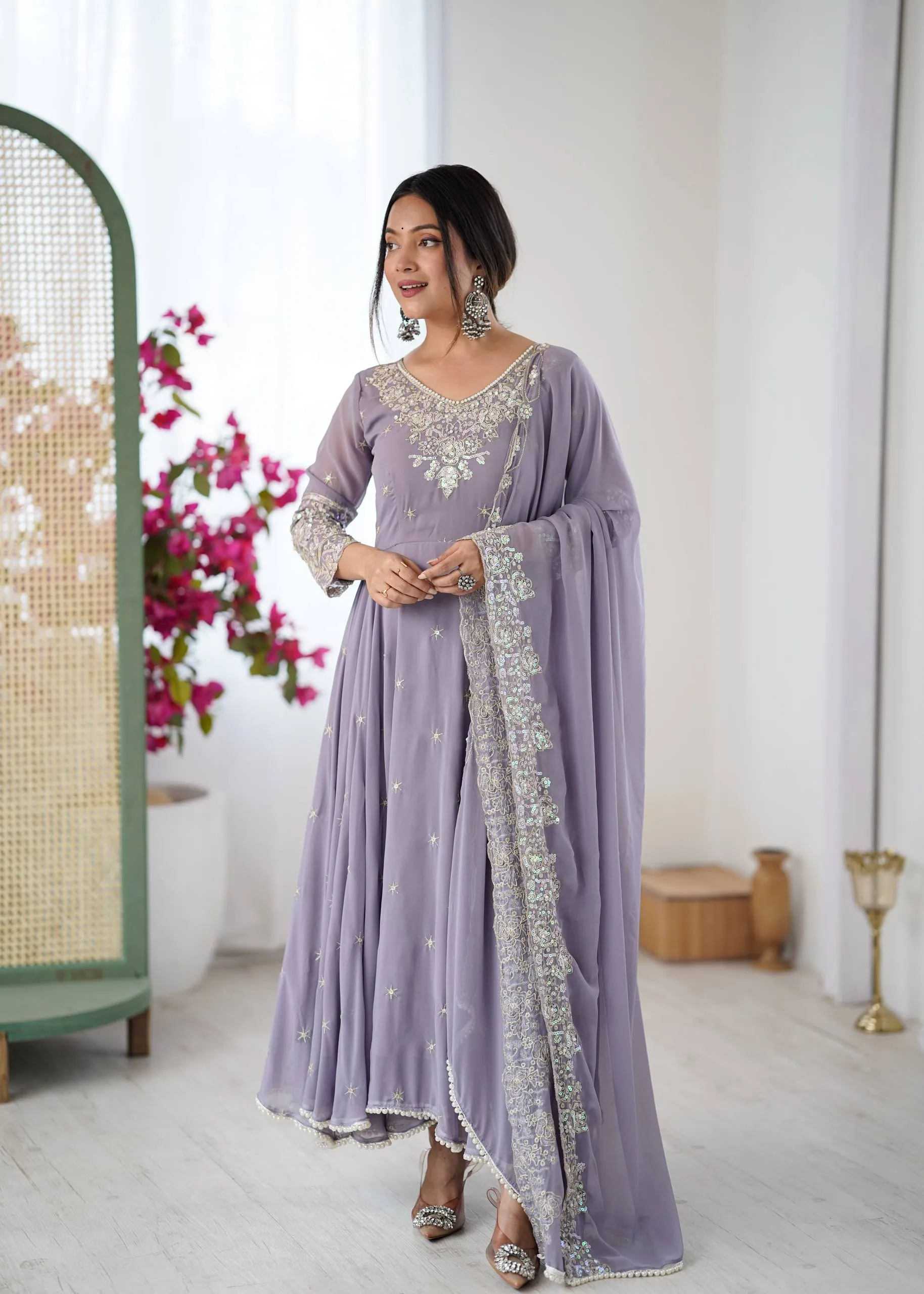Sabina 5012 Blooming Sequence Embroidery Anarkali Gown Bottom With Dupatta
