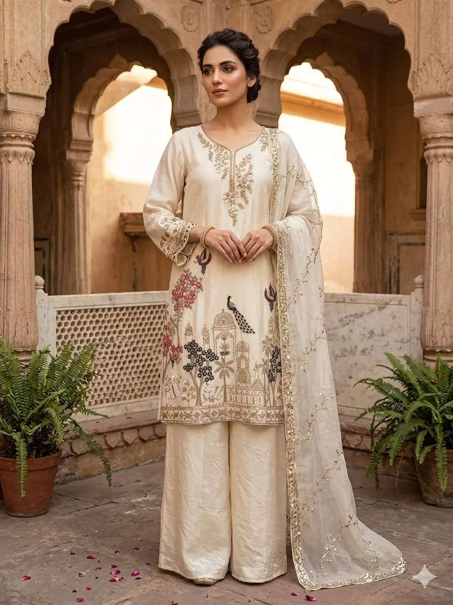 BV 475 Fendy Sequence Embroidery Party Wear Sharara Suit With Dupatta