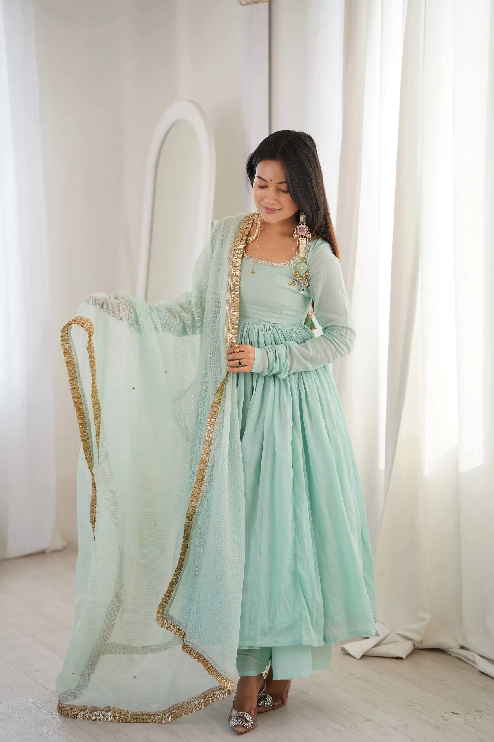Sabina 5020 Heavy Faux Sky Blue Festival Anarkali Gown Wholesale Market in Mumbai