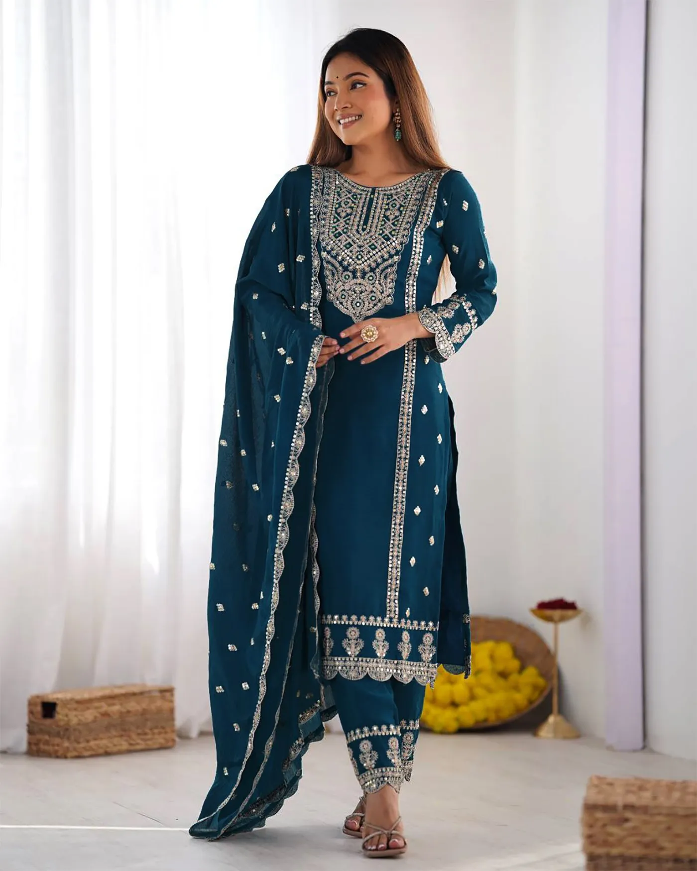 FFD Tesla Embroidery Work Festival Readymade Dress Wholesale Online