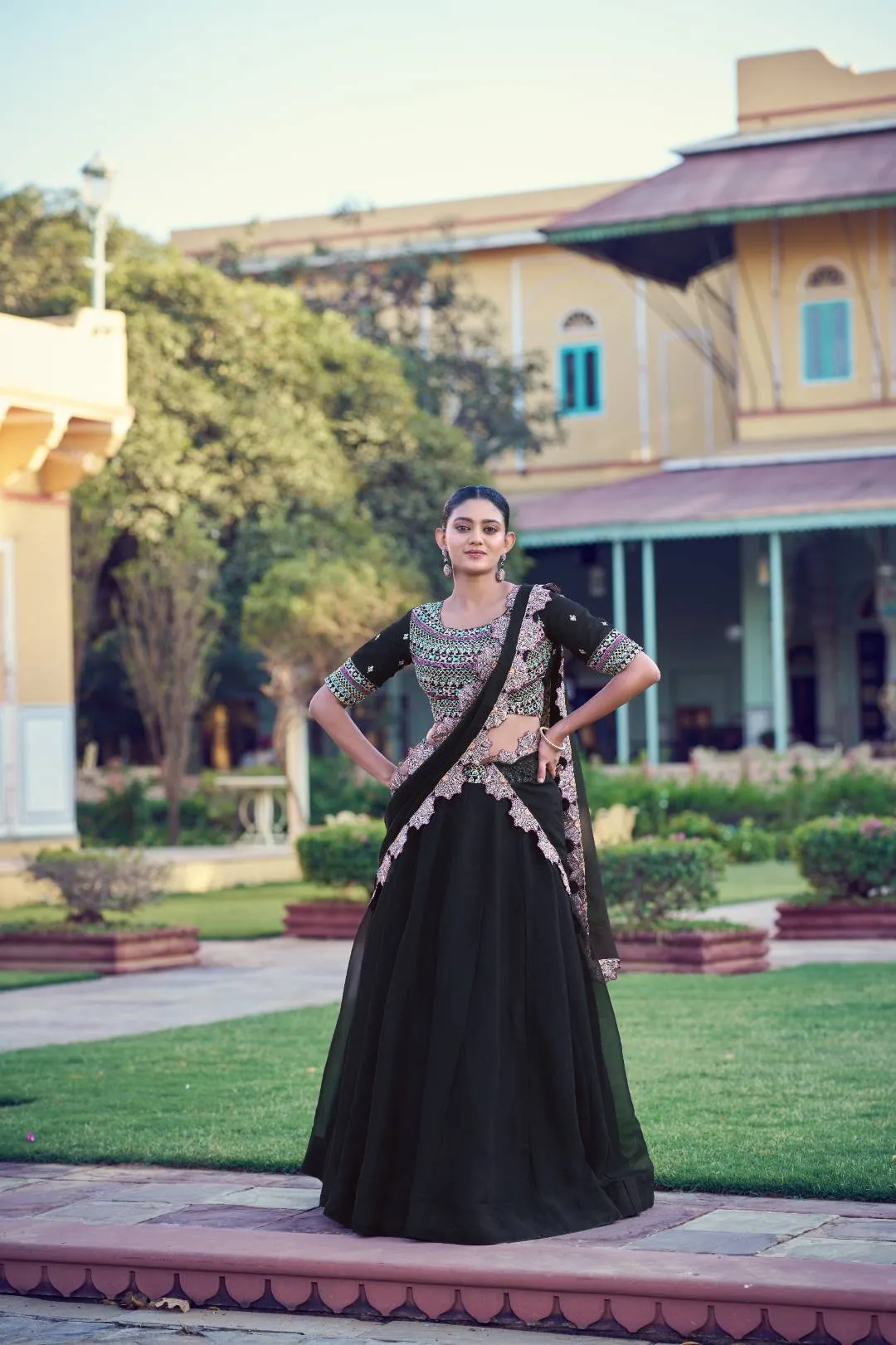 WMN 1465 Aurum Georgette Embroidery Work Lehenga Choli Exporter Online