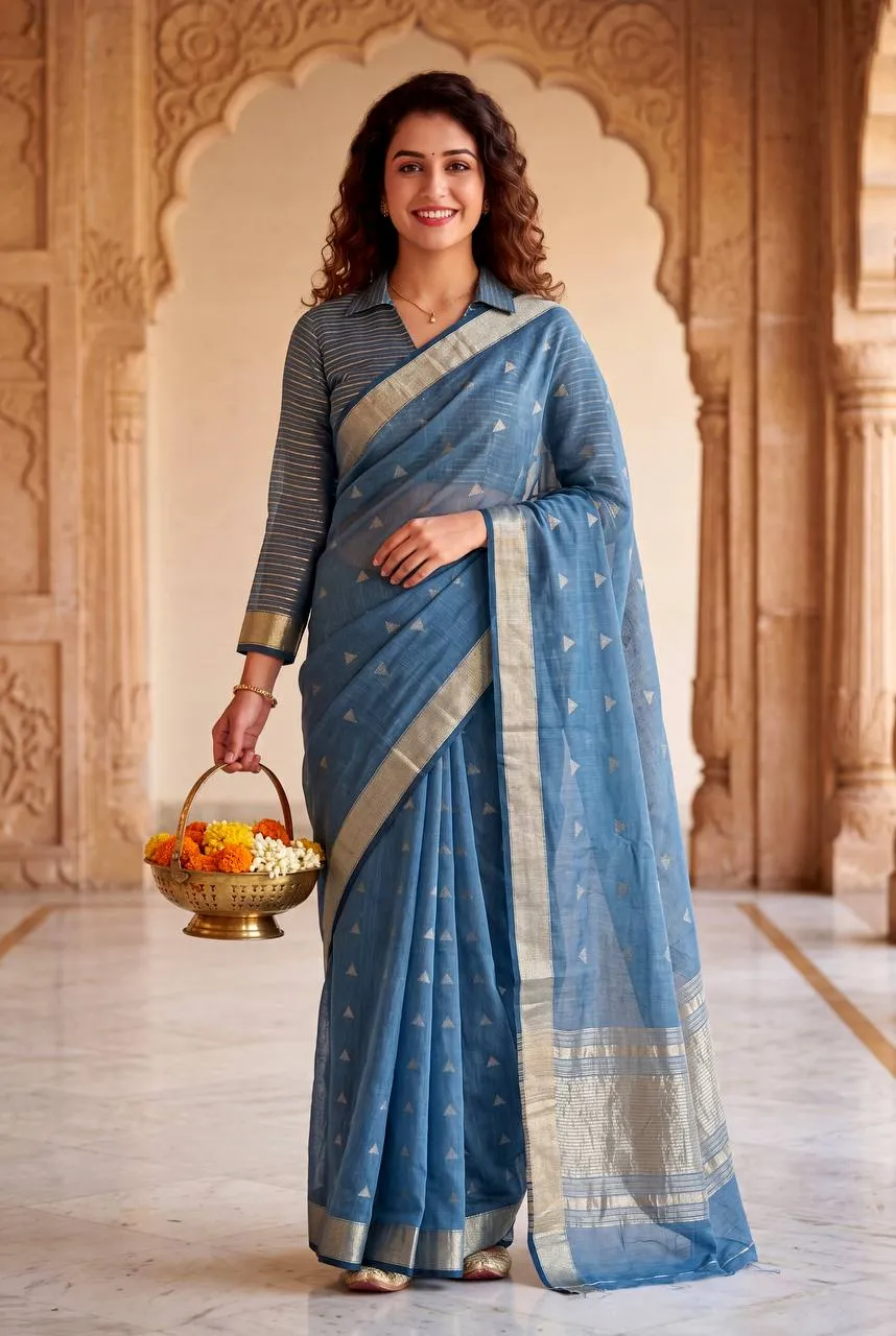 Laxmi 1111 Cotton Silk Weaving Zari Work Saree Exporter in India